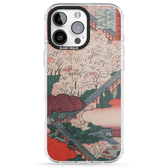 iPhone 16 Pro Max Vintage Japanese Illustrations Japanese City Black Impact Phone Case