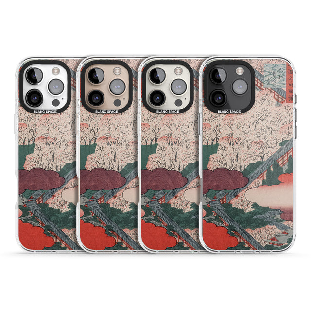 iPhone 16 Pro Max Vintage Japanese Illustrations Japanese City Black Impact Phone Case