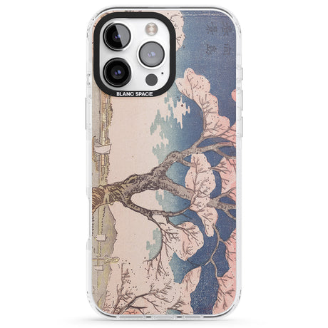 iPhone 16 Pro Max Vintage Japanese Illustrations Cherry Tree Black Impact Phone Case