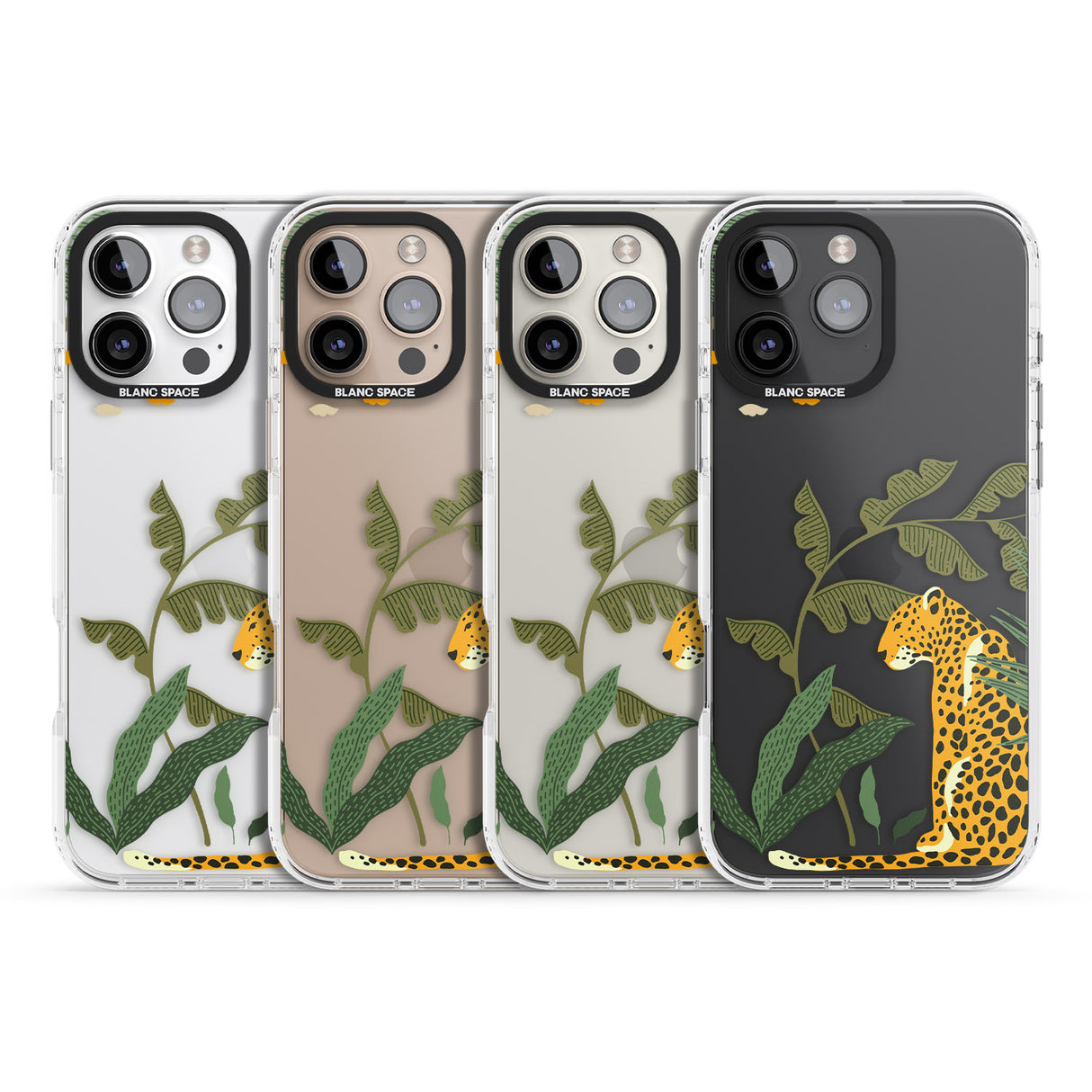 iPhone 16 Pro Max Large Jaguar Clear Jungle Cat Pattern Black Impact Phone Case