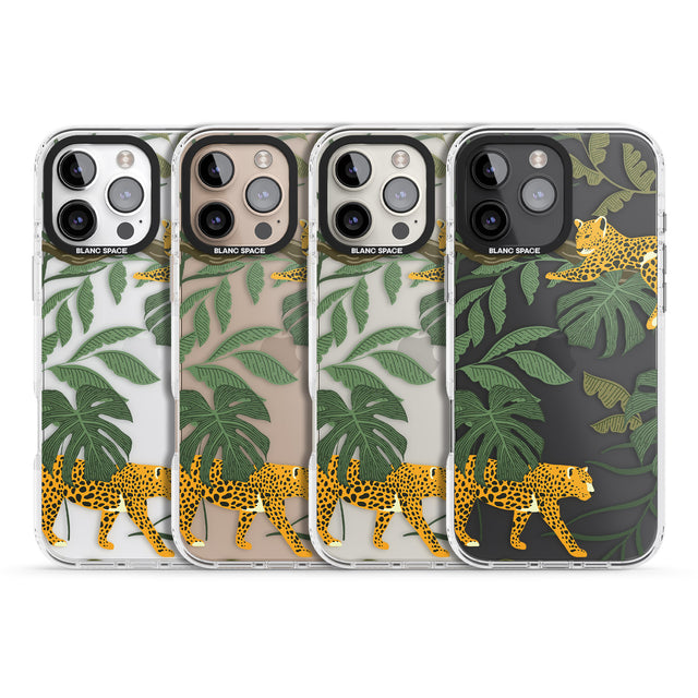 iPhone 16 Pro Max Two Jaguars & Foliage Jungle Cat Pattern Black Impact Phone Case