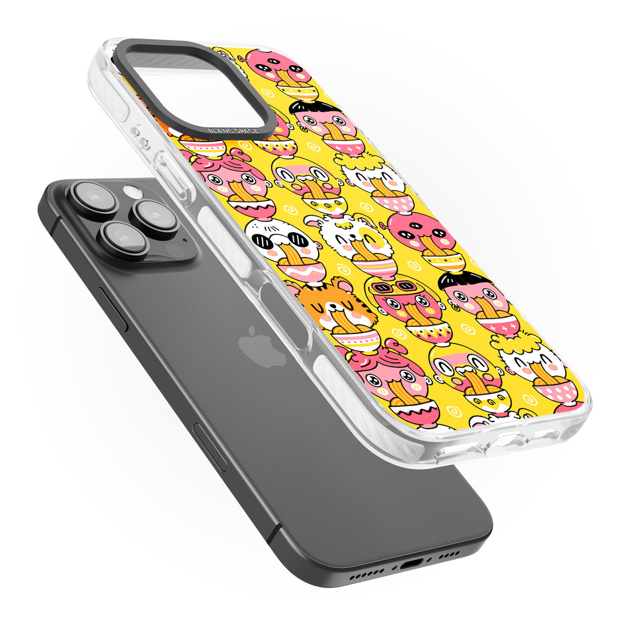 iPhone 16 Pro Max Ramen Noodle Kawaii Pattern Black Impact Phone Case