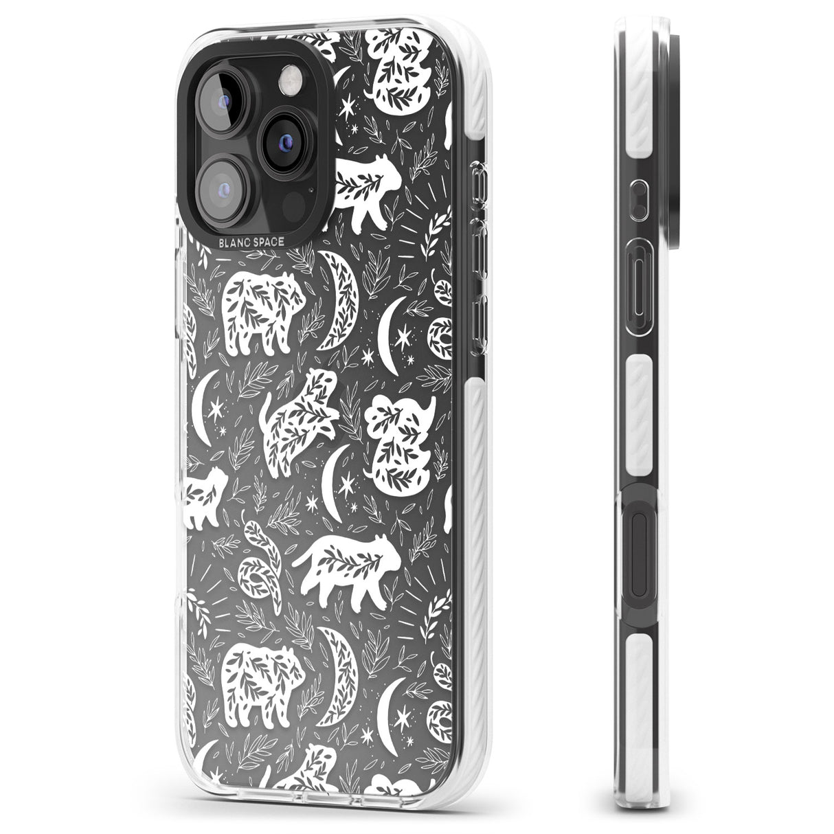 iPhone 16 Pro Max Forest Animal Silhouettes: White/Clear Black Impact Phone Case