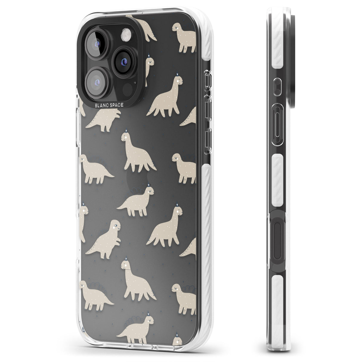 iPhone 16 Pro Max Adorable Dinosaurs Pattern (Clear) Black Impact Phone Case