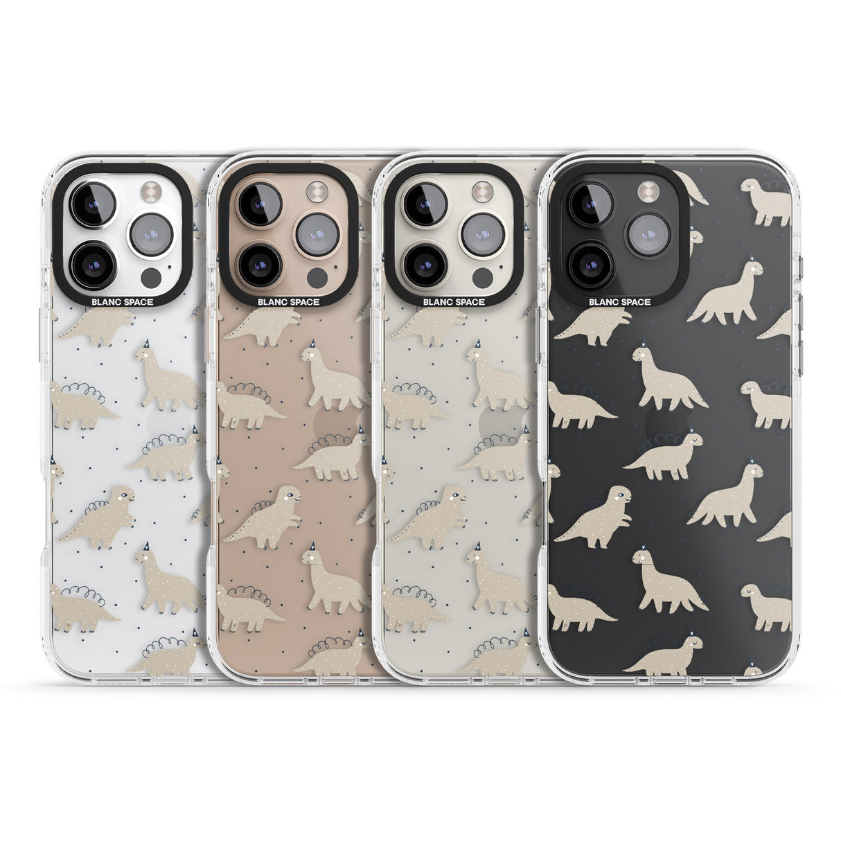 iPhone 16 Pro Max Adorable Dinosaurs Pattern (Clear) Black Impact Phone Case