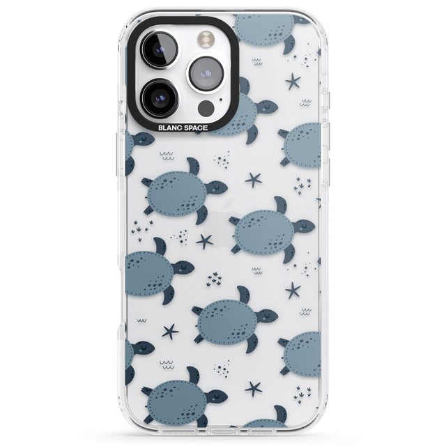 iPhone 16 Pro Max Under The Sea Patterns Sea Turtles (Clear) Black Impact Phone Case