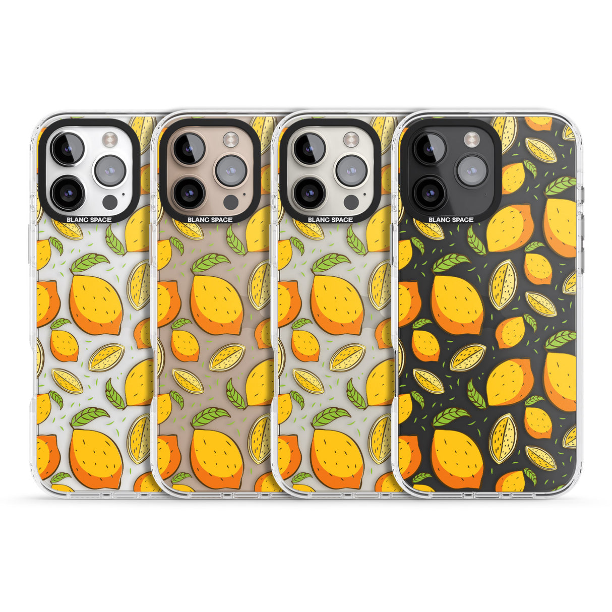 iPhone 16 Pro Max Lemon Pattern Black Impact Phone Case