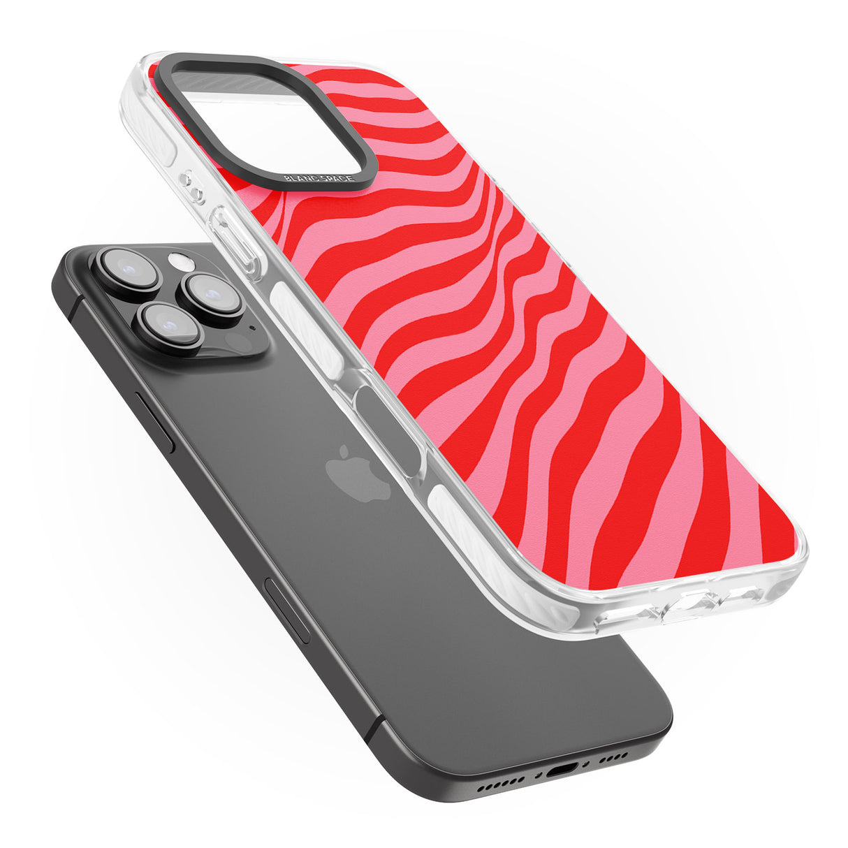 iPhone 16 Pro Max Pink & Red Distorted Line Black Impact Phone Case