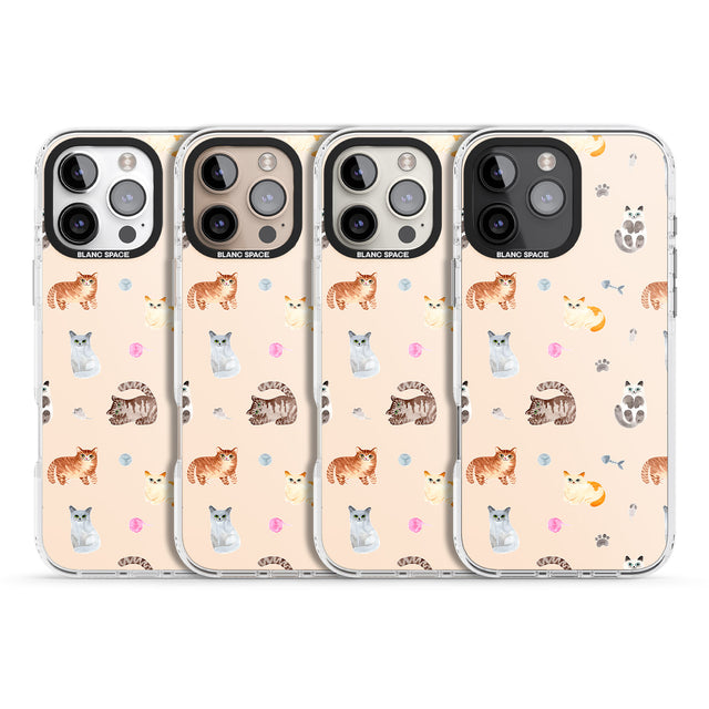 iPhone 16 Pro Max Cats with Toys Black Impact Phone Case