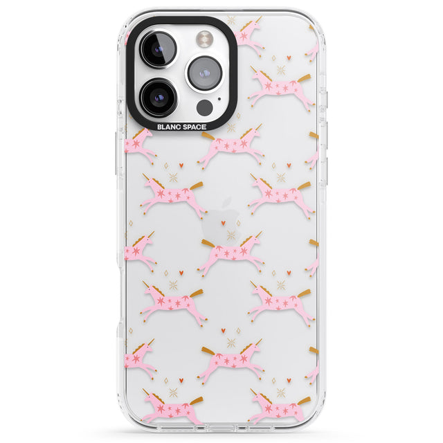 iPhone 16 Pro Max Pink Unicorns Black Impact Phone Case