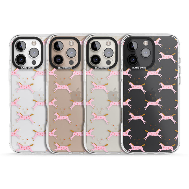 iPhone 16 Pro Max Pink Unicorns Black Impact Phone Case