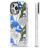 iPhone 16 Pro Max Blue & Grey Daisies Pattern Black Impact Phone Case