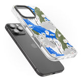 iPhone 16 Pro Max Blue & Grey Daisies Pattern Black Impact Phone Case