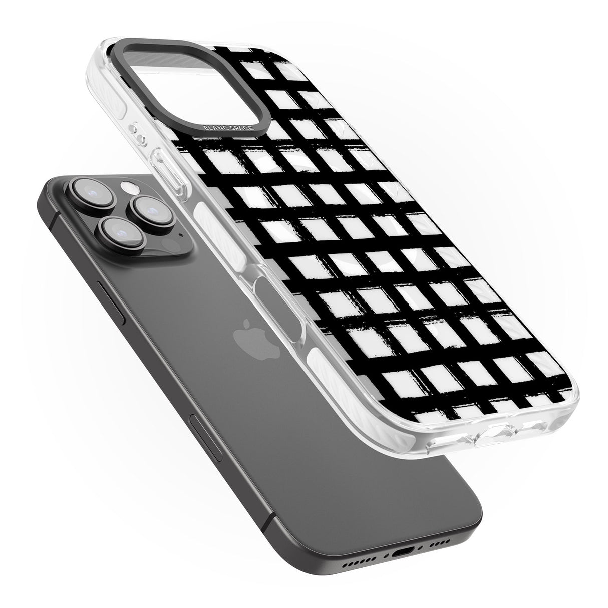 iPhone 16 Pro Max Messy Black Grid - Clear Black Impact Phone Case