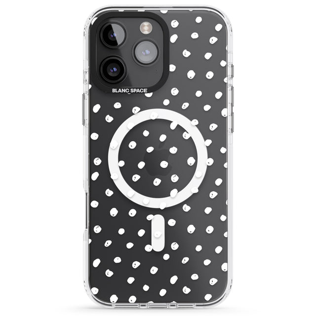 iPhone 16 Pro Max Messy White Dot Pattern Black Impact Phone Case