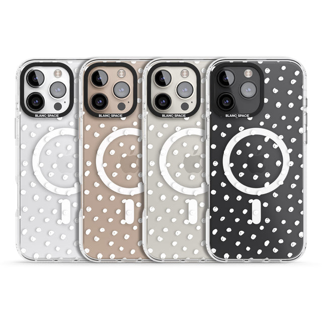 iPhone 16 Pro Max Messy White Dot Pattern Black Impact Phone Case