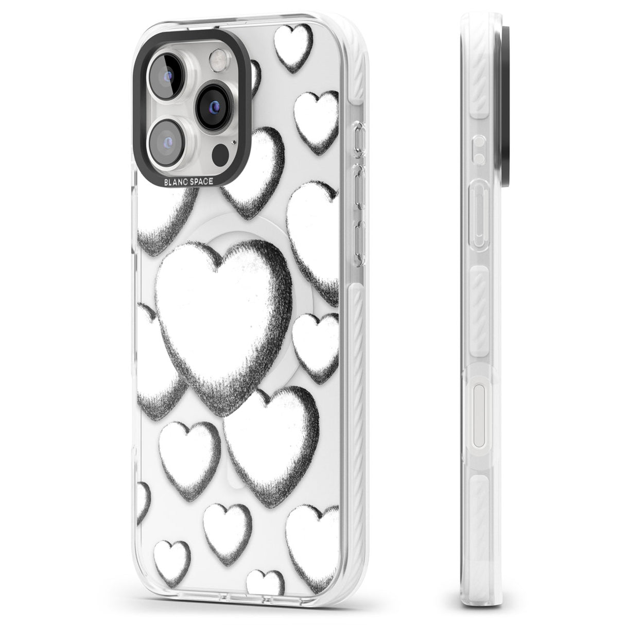 Hand-Drawn Hearts Impact Magsafe Phone Case for iPhone 16 Pro, iPhone 16 Pro Max