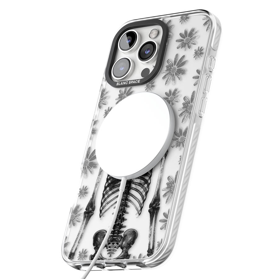 Skeleton Flower Impact Magsafe Phone Case for iPhone 16 Pro, iPhone 16 Pro Max