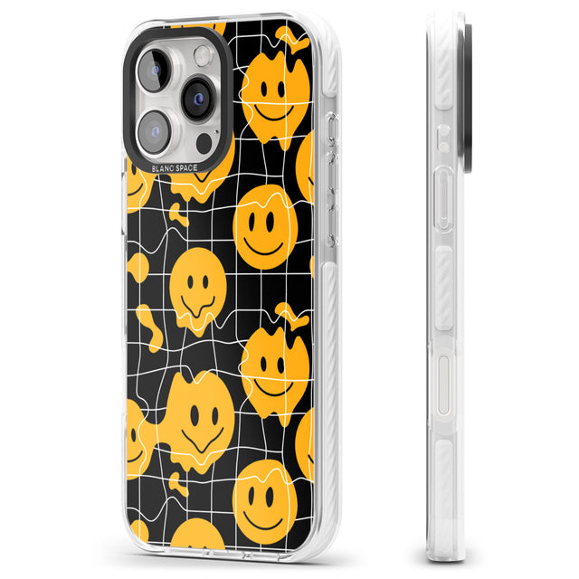 iPhone 16 Pro Max Acid Face Grid Pattern Black Impact Phone Case