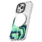 iPhone 16 Pro Max Neon Green & Blue Agate Crystal Transparent Design Black Impact Phone Case