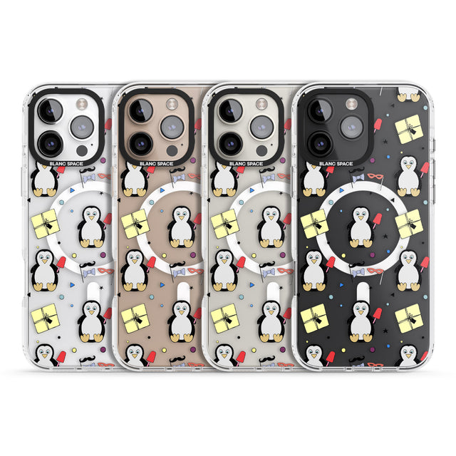 iPhone 16 Pro Max Cute Penguin Pattern Clear Black Impact Phone Case