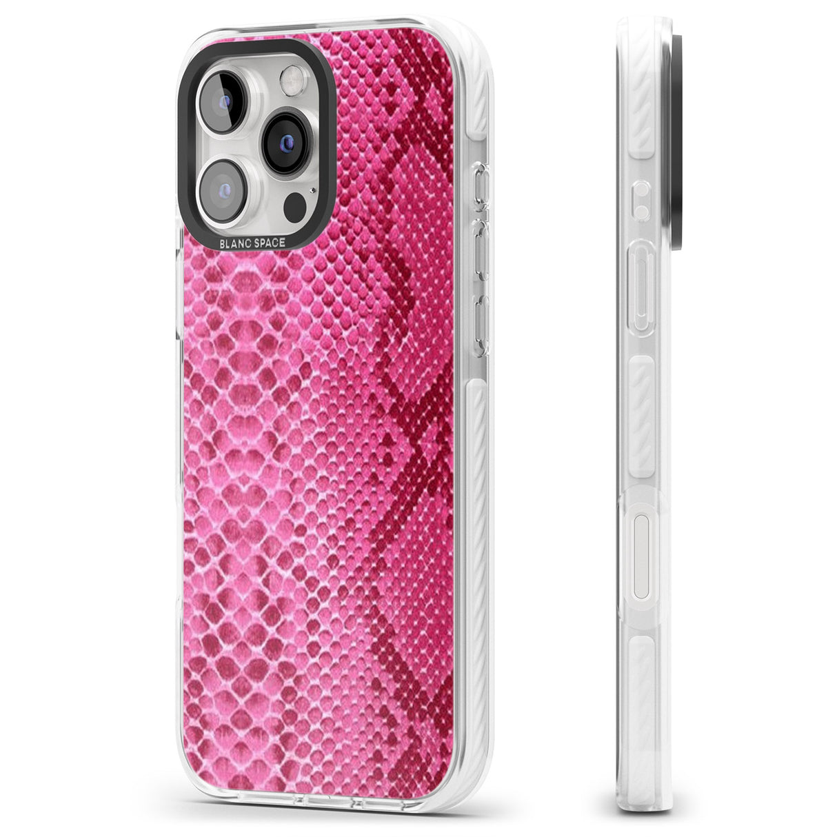 iPhone 16 Pro Max Pink Snakeskin Black Impact Phone Case