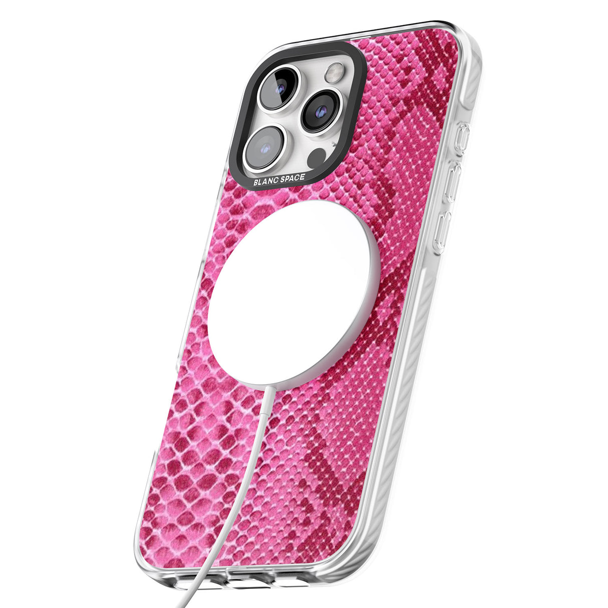 iPhone 16 Pro Max Pink Snakeskin Black Impact Phone Case