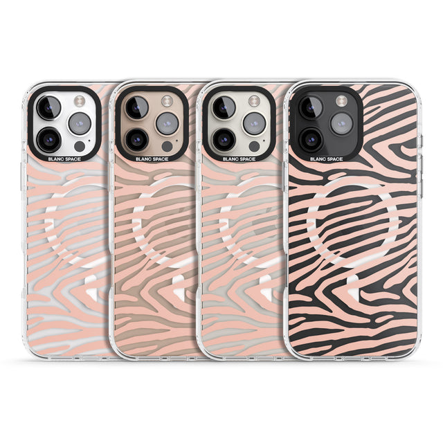 iPhone 16 Pro Max Horizontal Zebra Stripes Transparent Animal Print Black Impact Phone Case