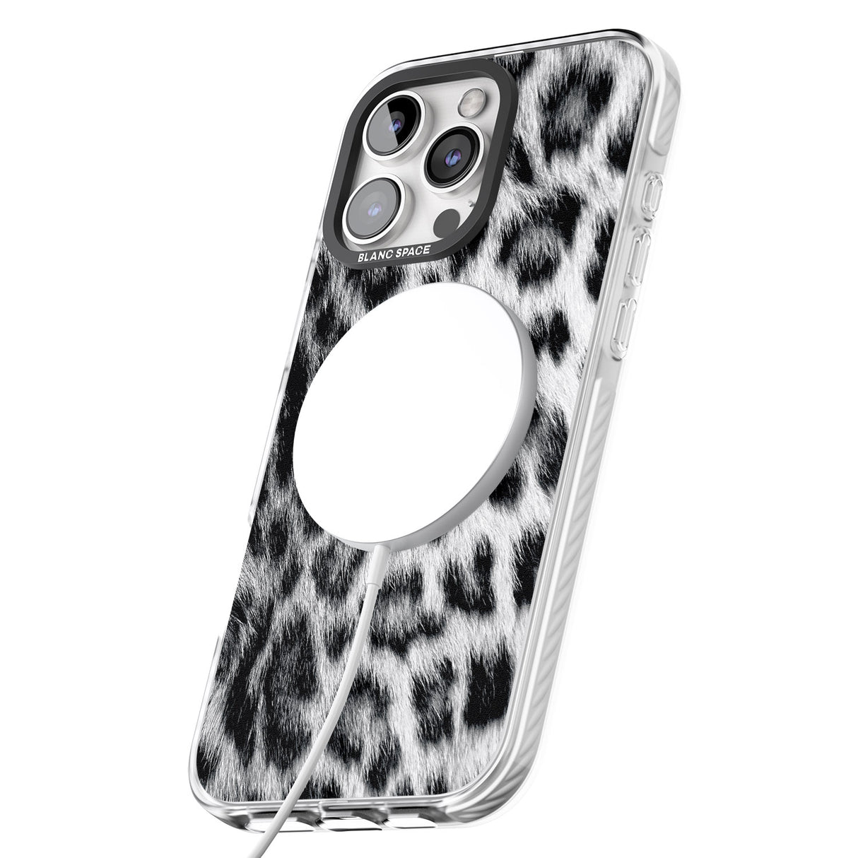 iPhone 16 Pro Max Animal Fur Pattern - Snow Leopard Black Impact Phone Case