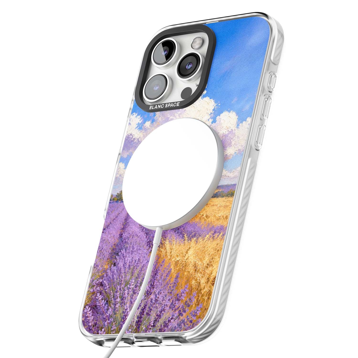 Lavender Mill cottagecore iPhone case featuring a French windmill, lavender field and golden wheat oil painting | Impact Magsafe case for iPhone 16 Pro, iPhone 16 Pro Max