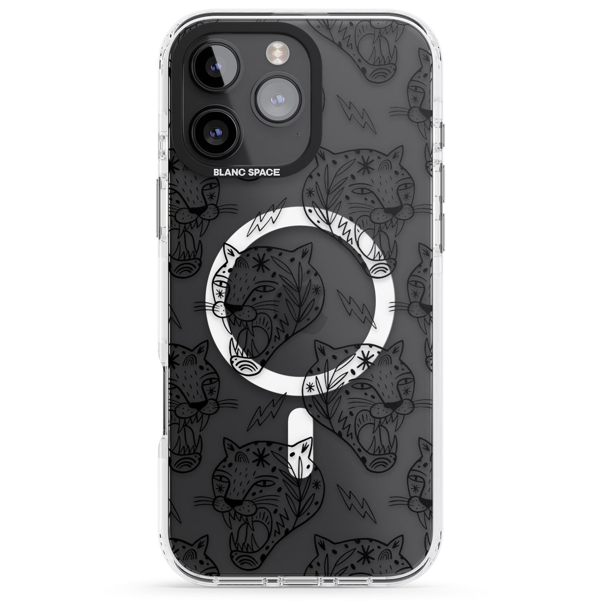 iPhone 16 Pro Max Black Tiger Roar Pattern Black Impact Phone Case