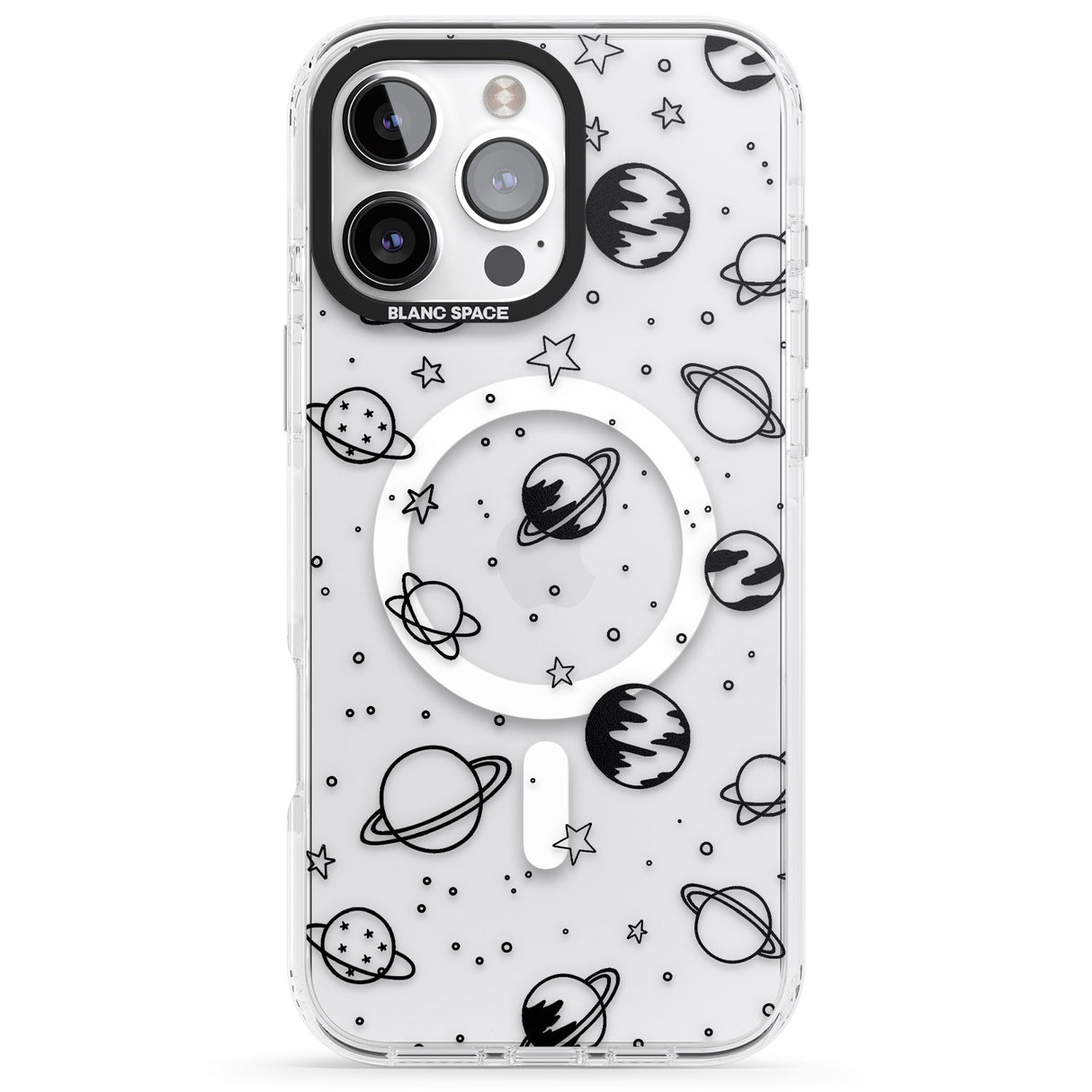 iPhone 16 Pro Max Cosmic Outer Space Design Black on Clear Black Impact Phone Case