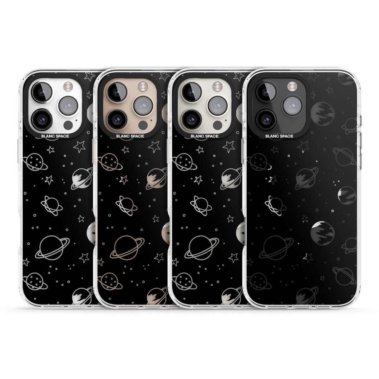 iPhone 16 Pro Max Cosmic Outer Space Design Clear on Black Black Impact Phone Case