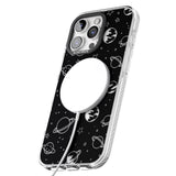 iPhone 16 Pro Max Cosmic Outer Space Design Clear on Black Black Impact Phone Case