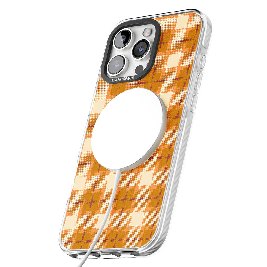 Pumpkin Plaid Impact Magsafe Phone Case for iPhone 16 Pro, iPhone 16 Pro Max