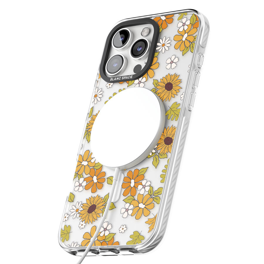 Boho Sunflowers Impact Magsafe Phone Case for iPhone 16 Pro, iPhone 16 Pro Max