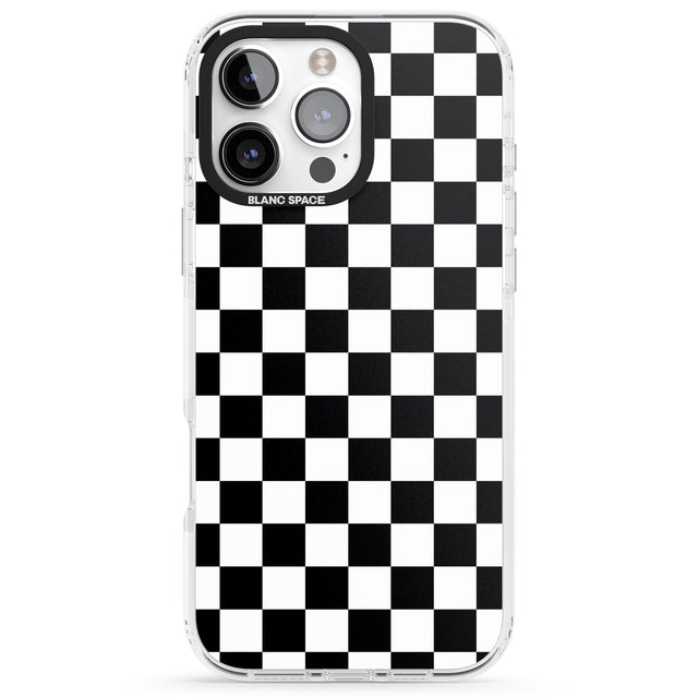 iPhone 16 Pro Max Black Checkered Black Impact Phone Case