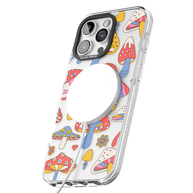 iPhone 16 Vibrant Shrooms Clear Impact Phone Case