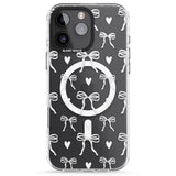 iPhone 16 White Bows & Hearts Clear Impact Phone Case