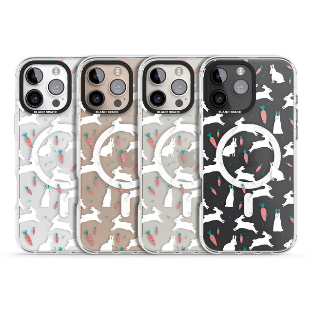 iPhone 16 Pro Max White Bunnies and Carrots Black Impact Phone Case