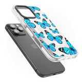 iPhone 16 Pro Max Blue Butterflies Black Impact Phone Case