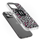 iPhone 16 Pro Max Personalised Pink Monogram Leopard Spots Black Impact Phone Case