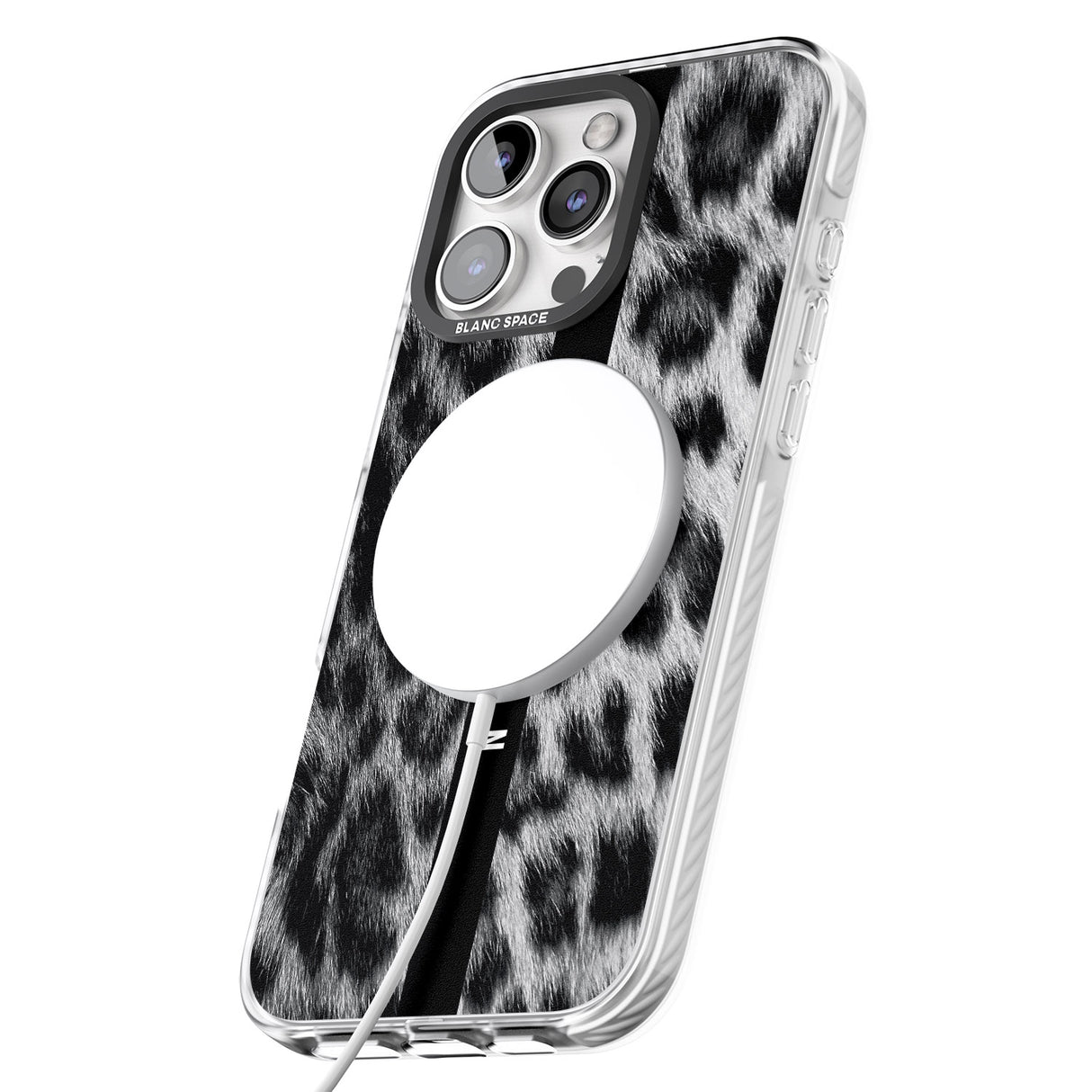 iPhone 16 Pro Max Personalised Snow Leopard Print Black Impact Phone Case