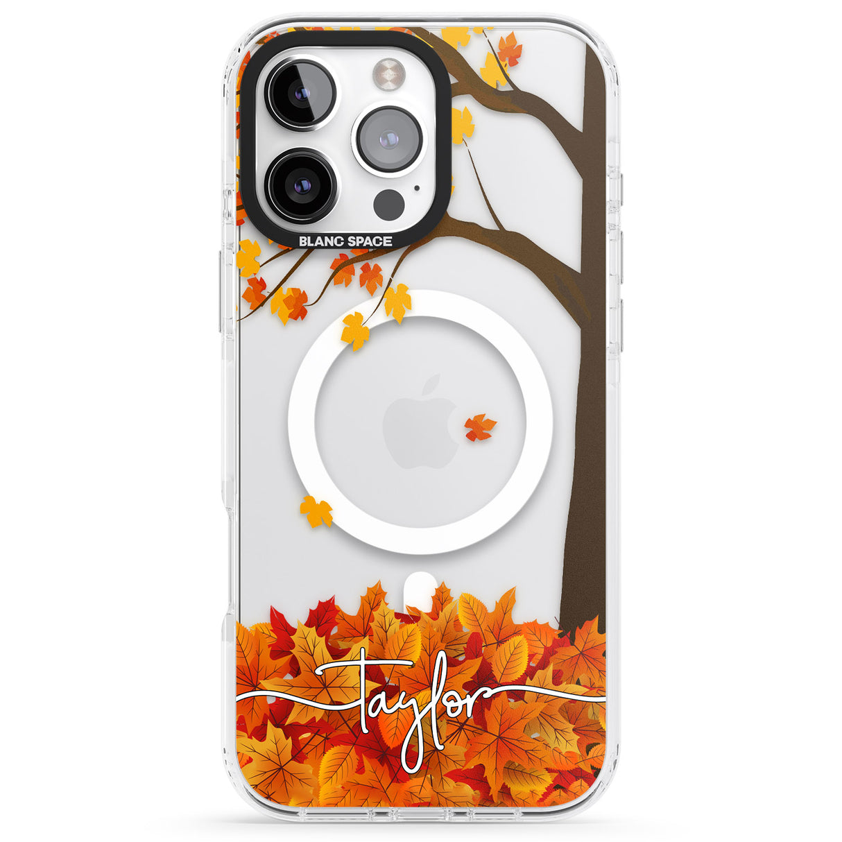 iPhone 16 Pro Max Personalised Autumn Leaves Black Impact Phone Case