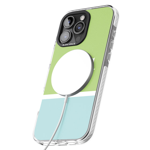 iPhone 16 Pro Max Personalised Colourblock: Green & Turquoise Black Impact Phone Case