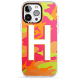 iPhone 16 Pro Max Personalised Bright Neon Camo Solid Monogram Black Impact Phone Case