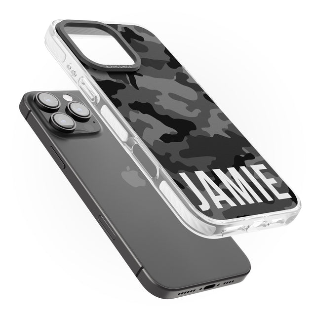 iPhone 16 Pro Max Personalised Horizontal Name Black Camouflage Black Impact Phone Case