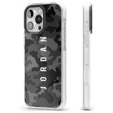 iPhone 16 Pro Max Personalised Small Vertical Name Black Camouflage Black Impact Phone Case