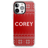 iPhone 16 Pro Max Personalised Red Christmas Knitted Jumper Black Impact Phone Case