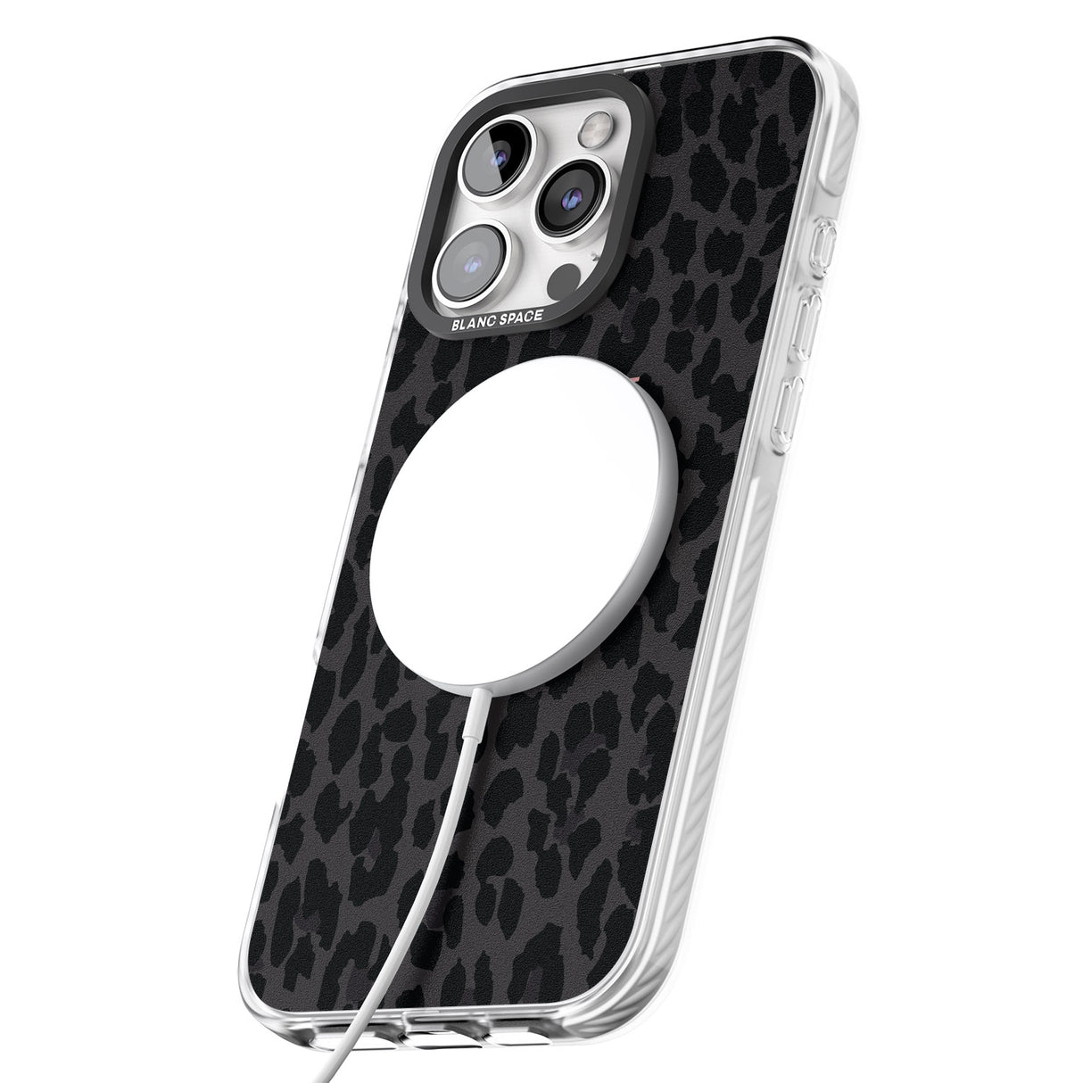 iPhone 16 Pro Max Personalised Small Pink Leopard Monogram Black Impact Phone Case